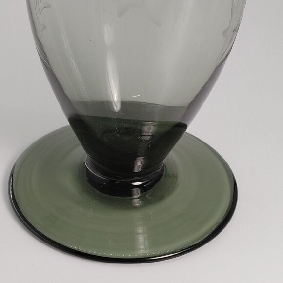 Vintage Floral Cut Glass Footed Clear Decorative Flared Bud Vase - Picture 4 of 12